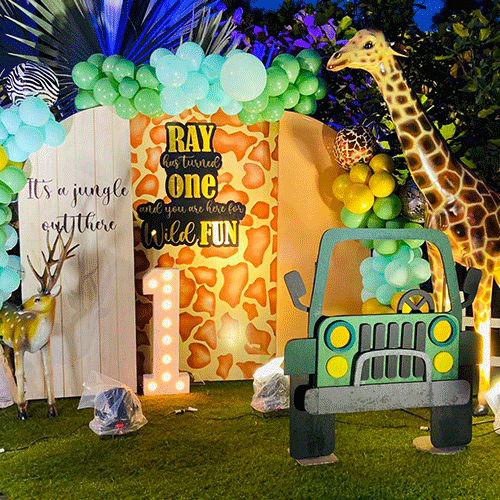 Baby 1st Birthday Balloon Decoration With jungle theme